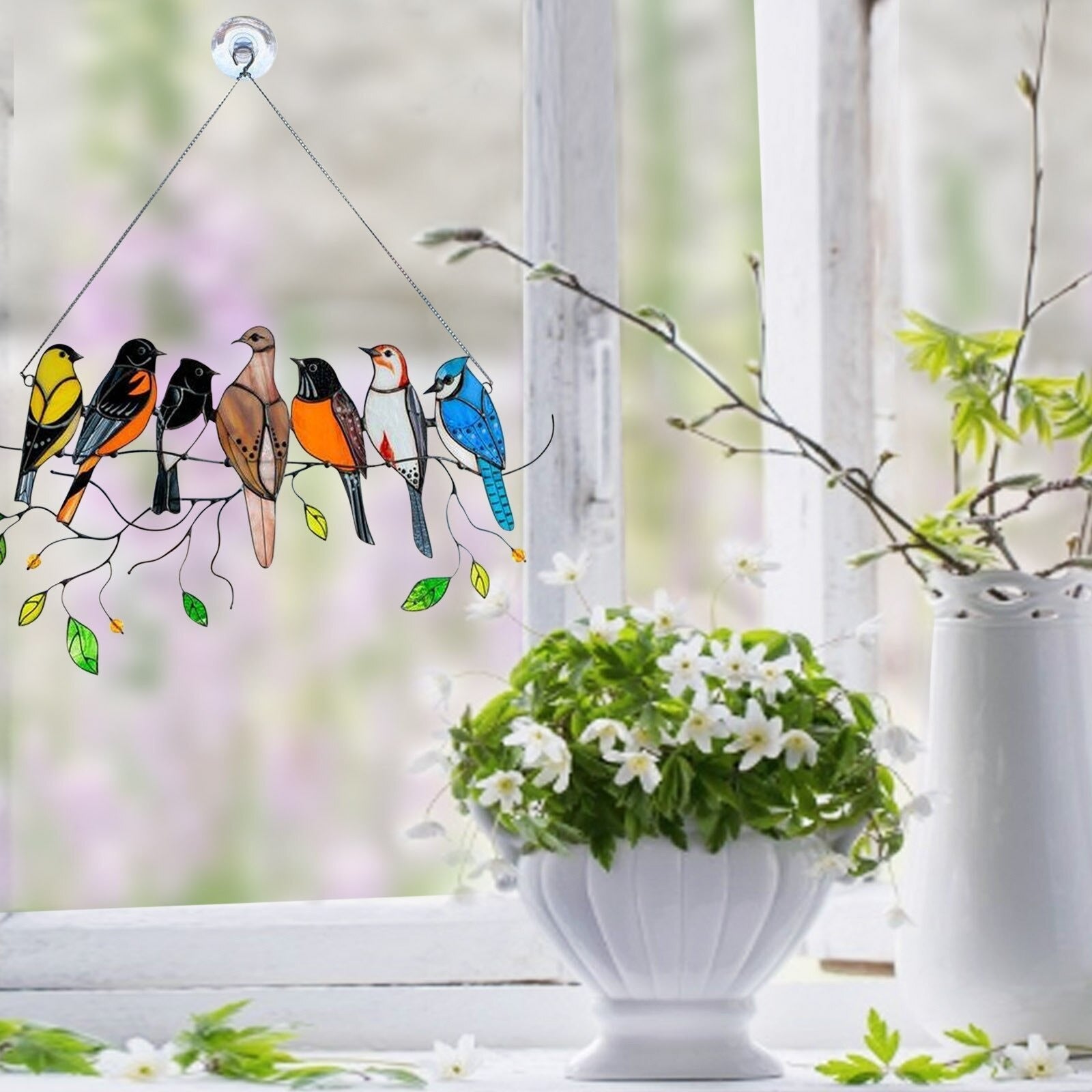 Stained Glass Hanging Bird Art | Ka-mostore