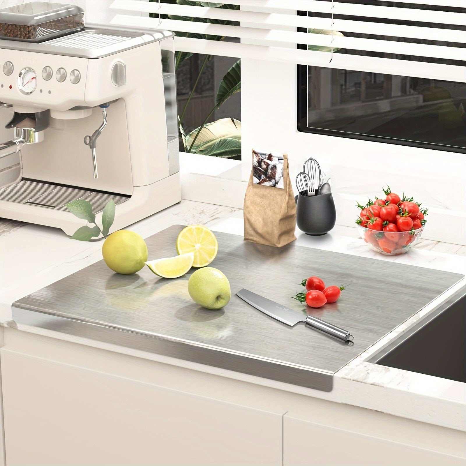 Stainless Steel Cutting Board - Non-Slip with Protective Edge | Ka-mostore