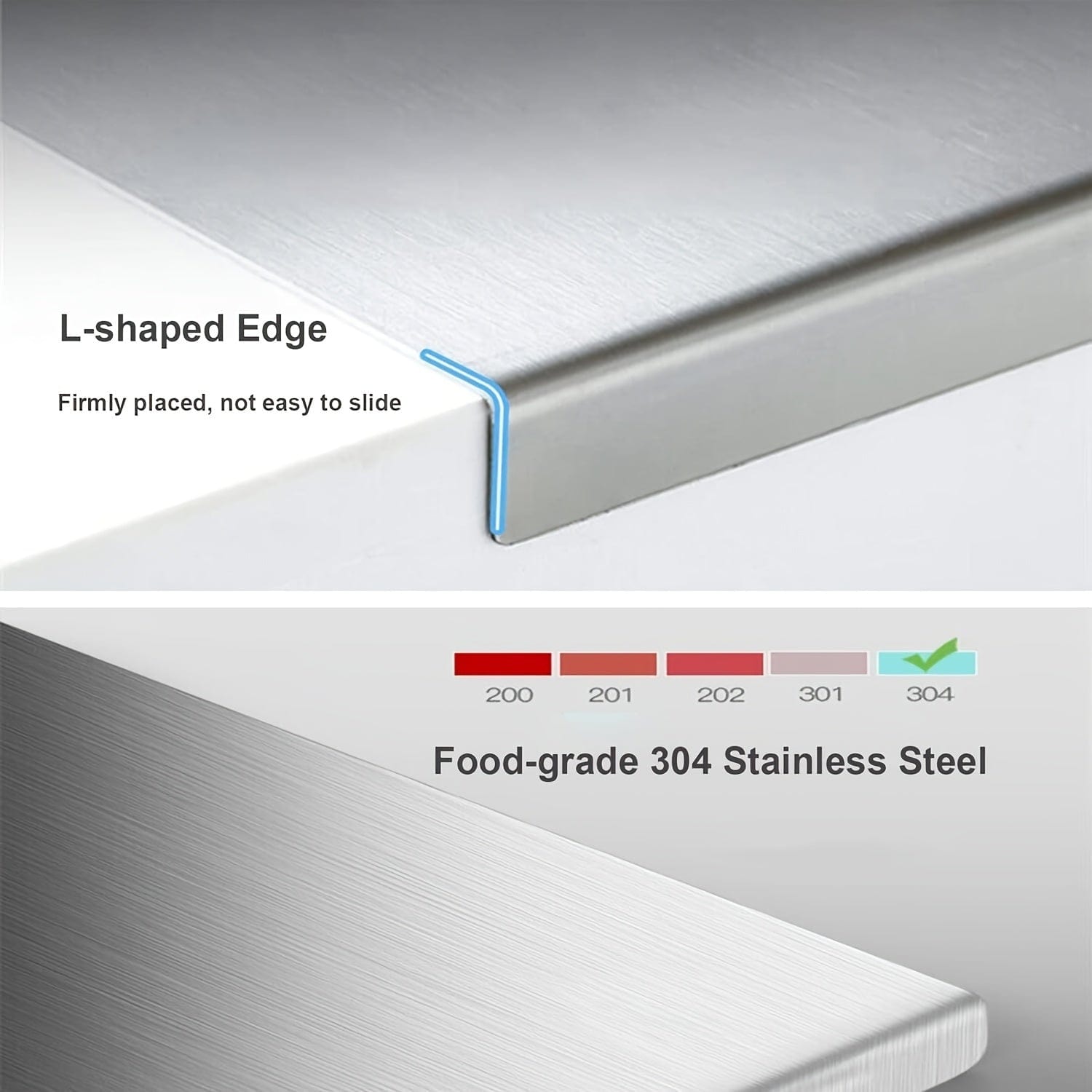 Stainless Steel Cutting Board - Non-Slip with Protective Edge | Ka-mostore