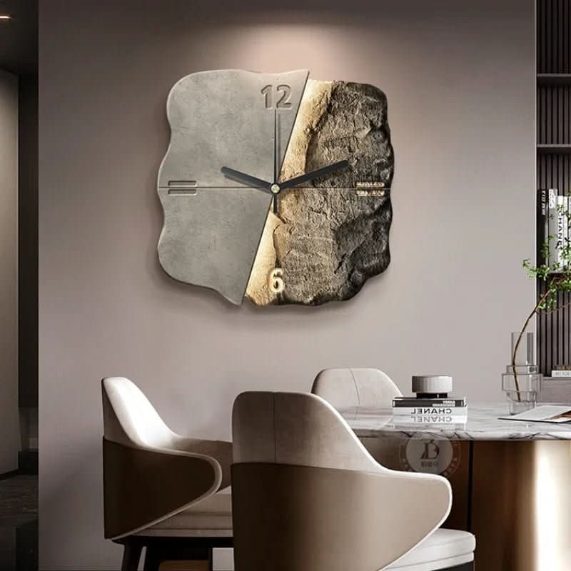 StoneAura Modern Sandstone Clock, 3D Relief, Silent Quartz | Ka-mostore