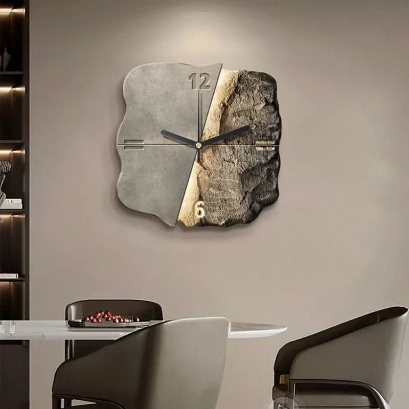StoneAura Modern Sandstone Clock, 3D Relief, Silent Quartz | Ka-mostore