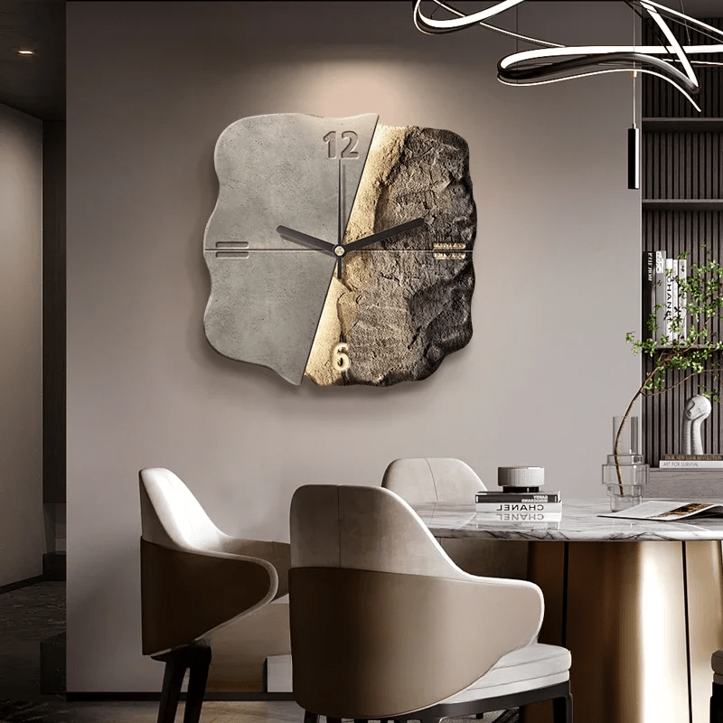 StoneAura Modern Sandstone Clock, 3D Relief, Silent Quartz | Ka-mostore