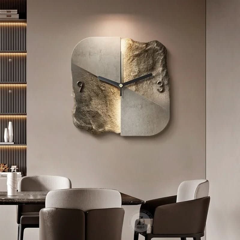 StoneAura Modern Sandstone Clock, 3D Relief, Silent Quartz | Ka-mostore