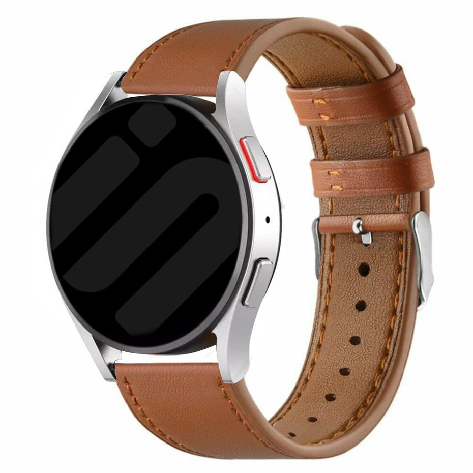 Náhradní kožený řemínek Samsung Galaxy Watch 7 40 mm — tmavě hnědý