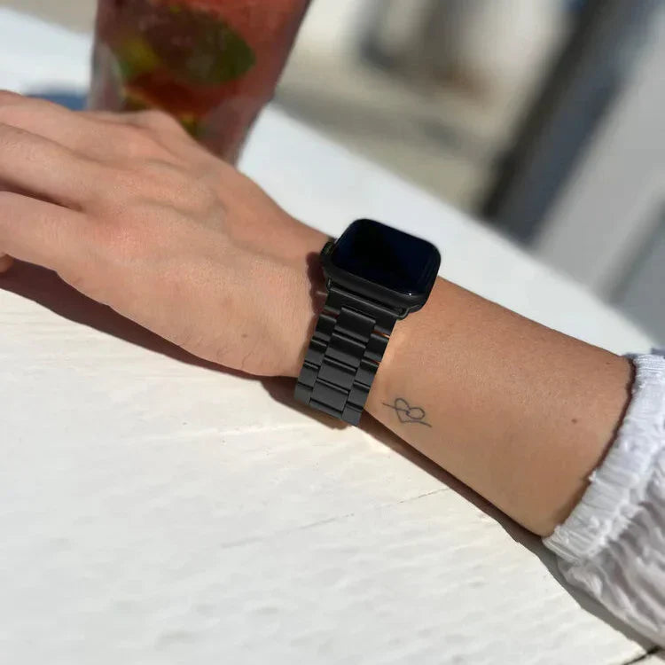 Black Stainless Steel Apple Watch Strap — Folding Clasp