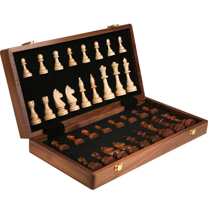 STRATEGIQON – Premium chess set made of wood with classic, foldable walnut wood board | Ka-mostore