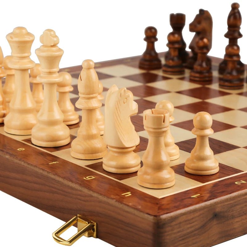 STRATEGIQON – Premium chess set made of wood with classic, foldable walnut wood board | Ka-mostore