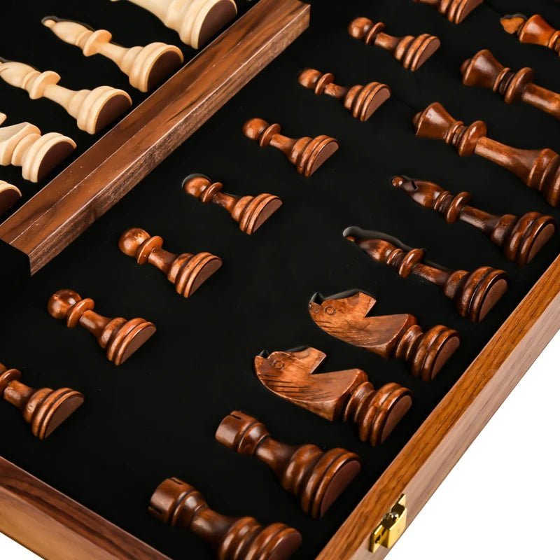 STRATEGIQON – Premium chess set made of wood with classic, foldable walnut wood board | Ka-mostore
