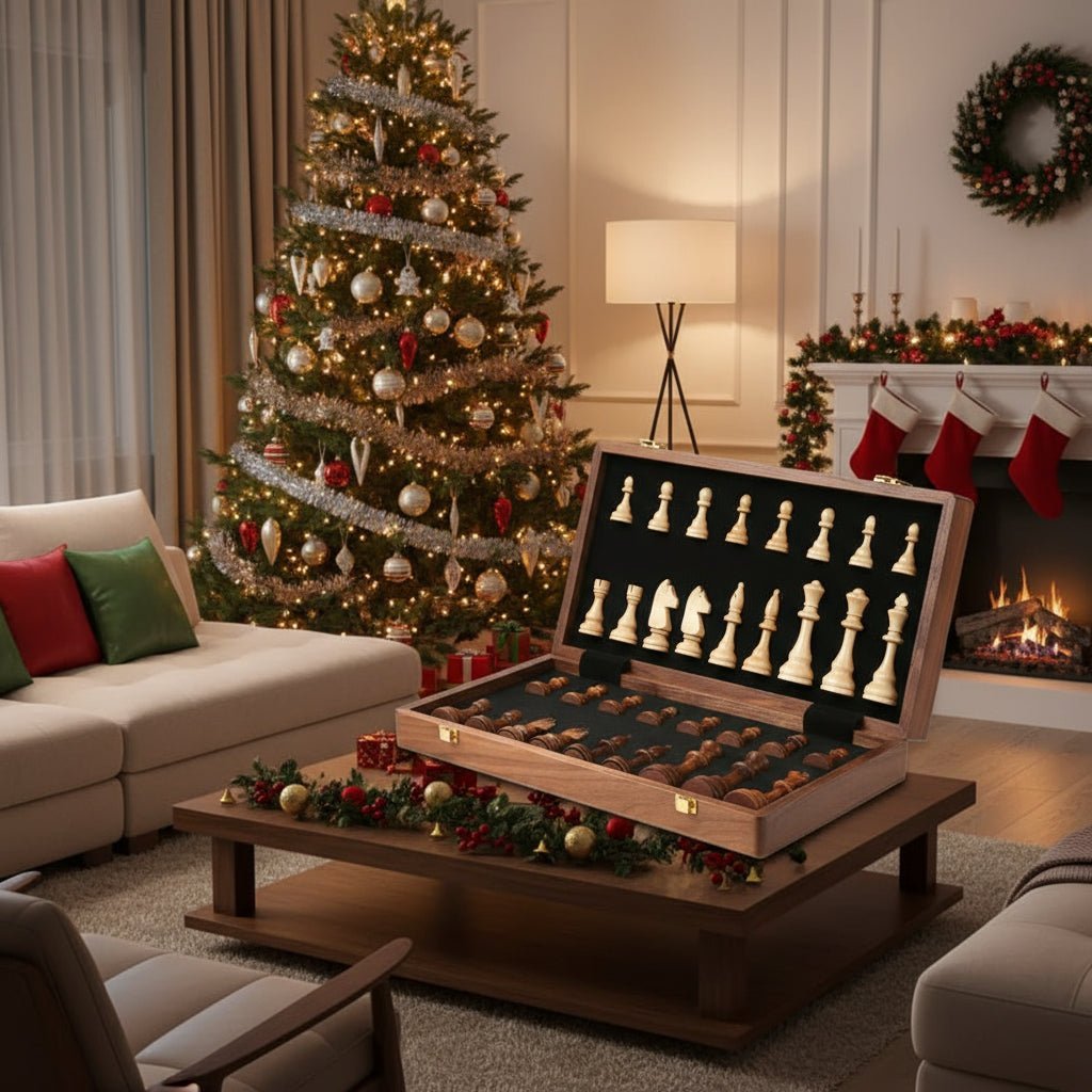 STRATEGIQON – Premium chess set made of wood with classic, foldable walnut wood board | Ka-mostore
