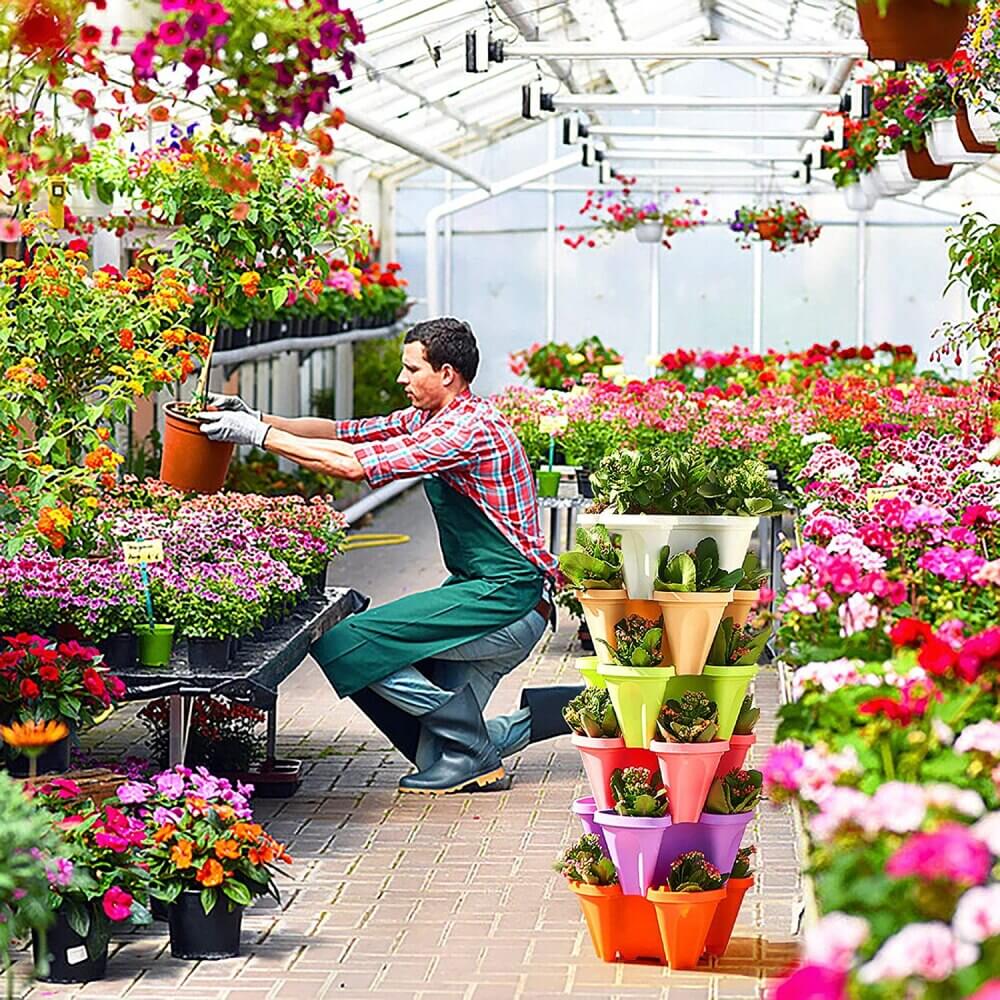 Vertical Stackable Planters - 4 Tier Garden Pots | Ka-mostore