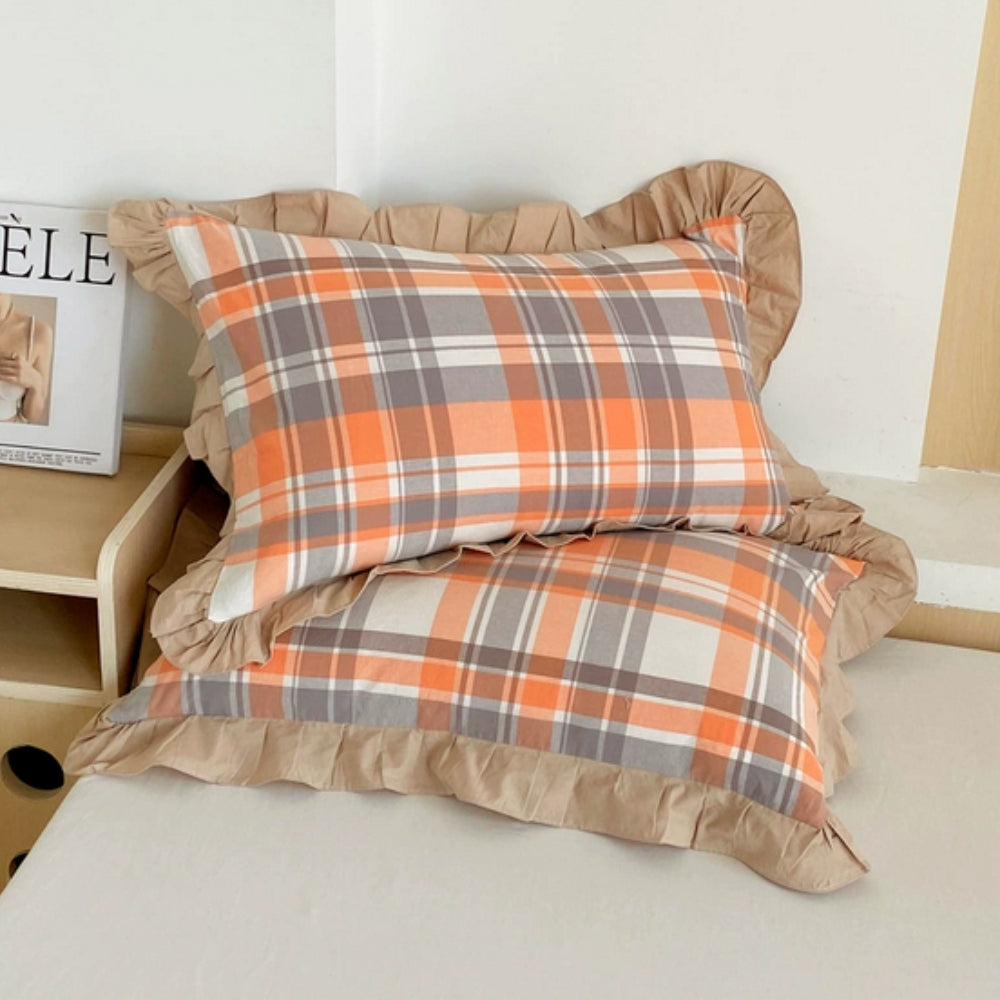 Striped Ruffled Lace Pillowcases in Multiple Colors | Ka-mostore