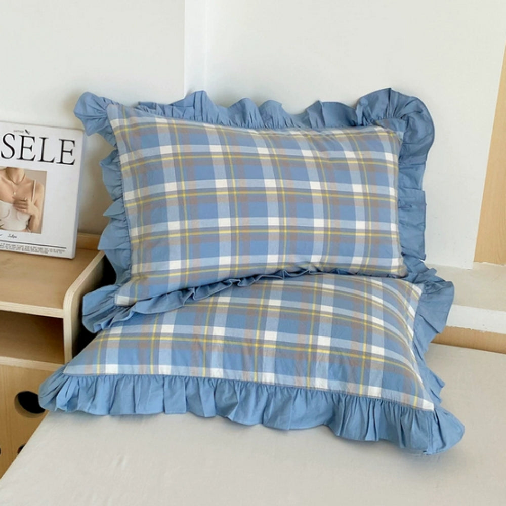 Striped Ruffled Lace Pillowcases in Multiple Colors | Ka-mostore
