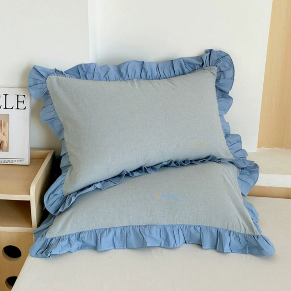 Striped Ruffled Lace Pillowcases in Multiple Colors | Ka-mostore