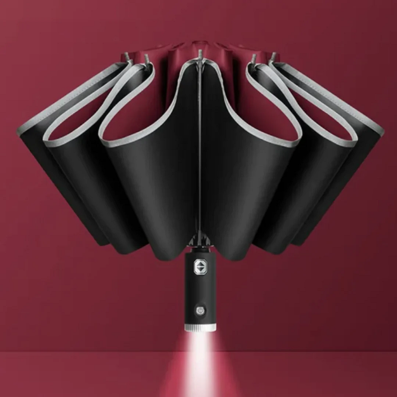 Umbrelă automată antivânt LumBrella — lumină LED integrată