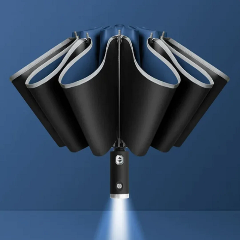 Umbrelă automată antivânt LumBrella — lumină LED integrată