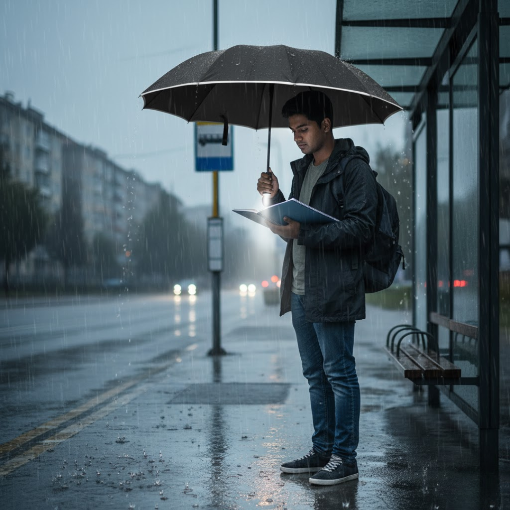 Umbrelă automată antivânt LumBrella — lumină LED integrată