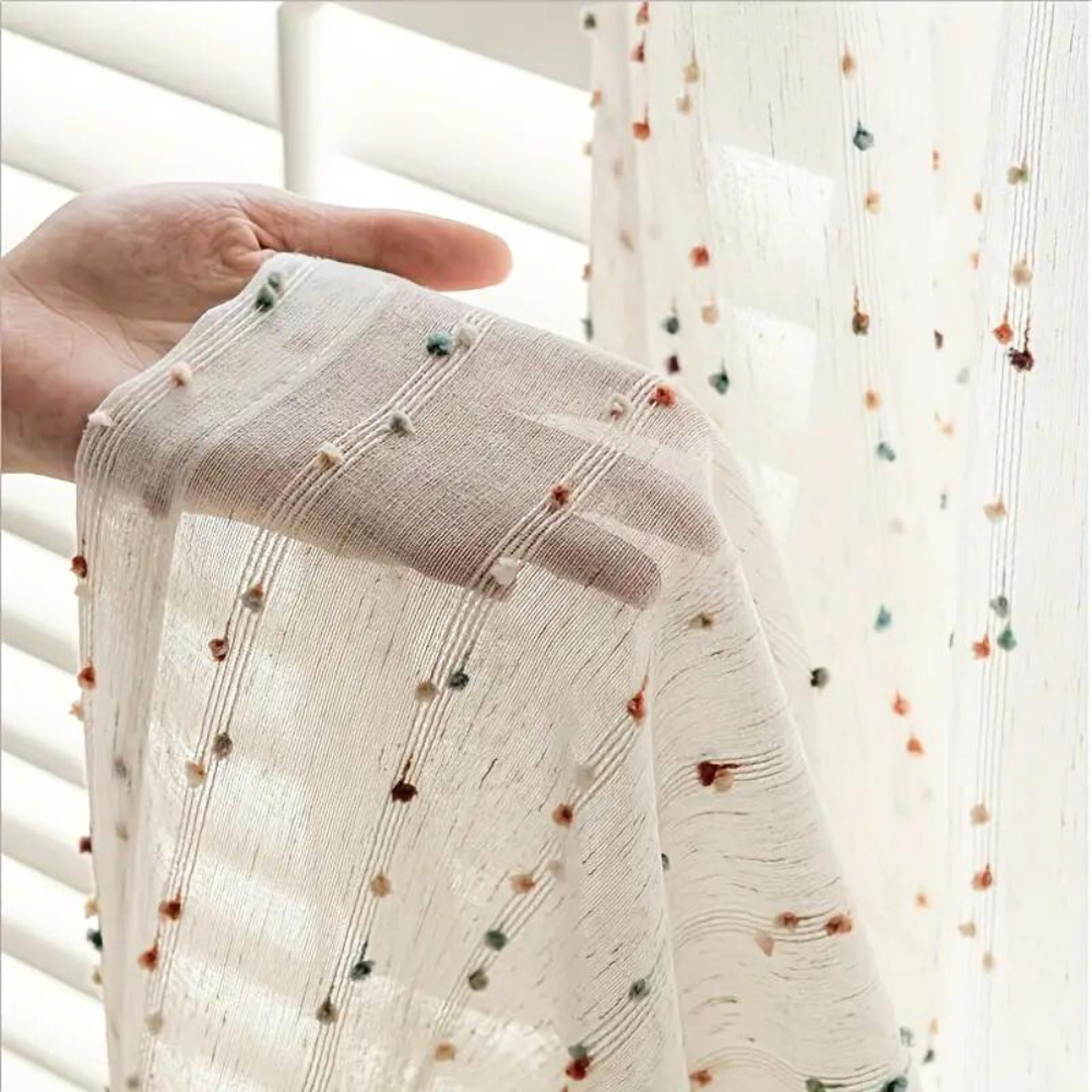 Sugar Bean Embroidered Tulle Curtain | Ka-mostore