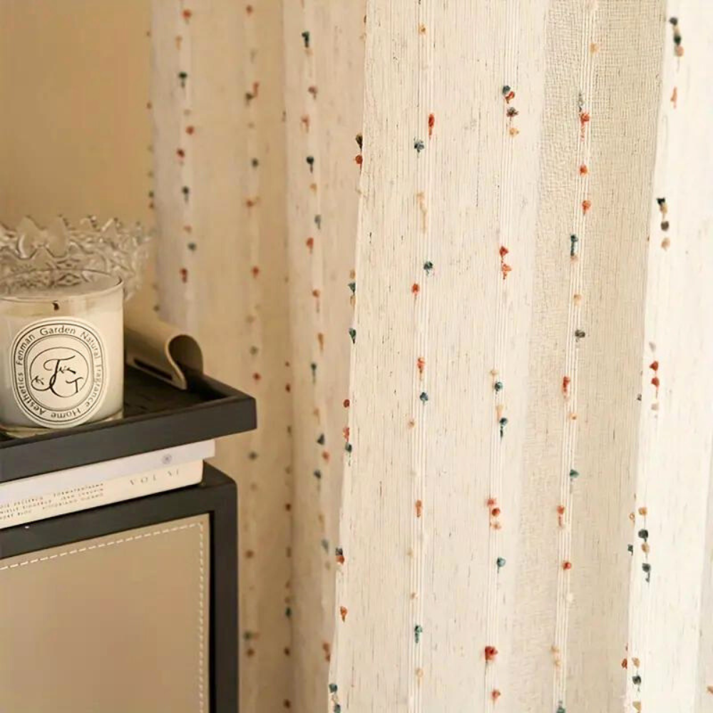 Sugar Bean Embroidered Tulle Curtain | Ka-mostore