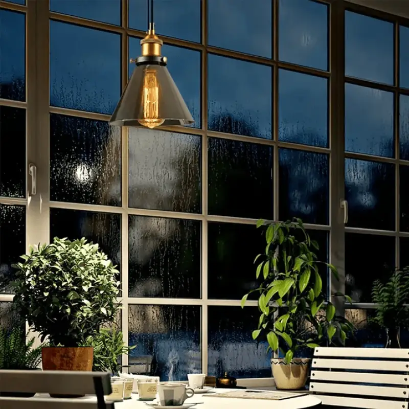 Smoked Glass Pendant Lamp Vintage LED G9 12W Black For Living Room And Dining