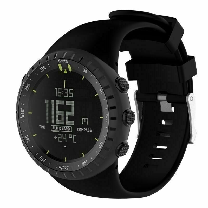 Black Silicone Strap for Suunto Core Watch — Durable, Flexible Build