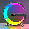 שעון מעורר לשולחן לילה עם תצוגת LED, רמקול Bluetooth ומטען אלחוטי