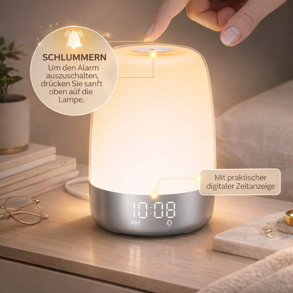 LichtRise Tageslichtwecker — Sonnenaufgangssimulation und beruhigende Wecktöne