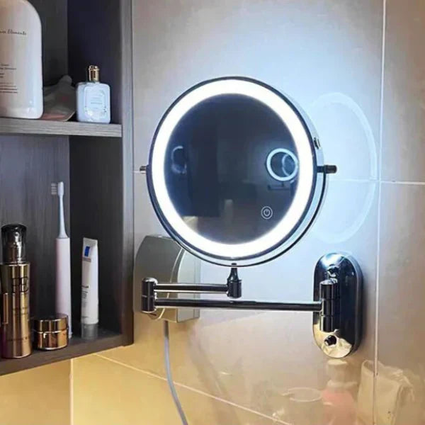 Rechargeable LED Vanity Mirror With Adjustable Lighting And Magnification