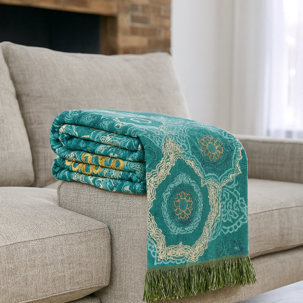 Teal Mandala Cotton Four-Season Blanket | Ka-mostore