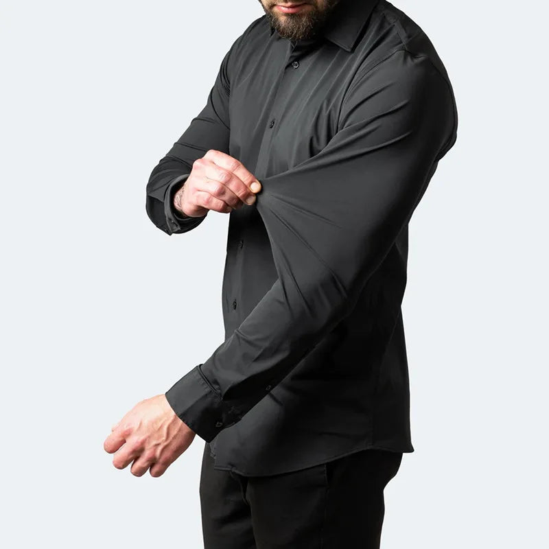 Men's Slim Fit Stretch Dress Shirt | Ka-mostore
