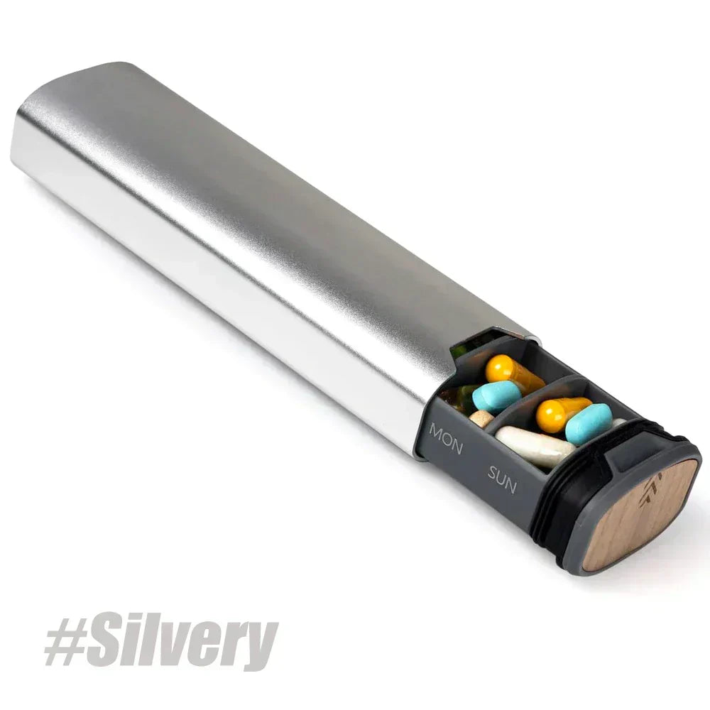 Weekly Pill Organizer - Aluminum & Wood Design | Ka-mostore