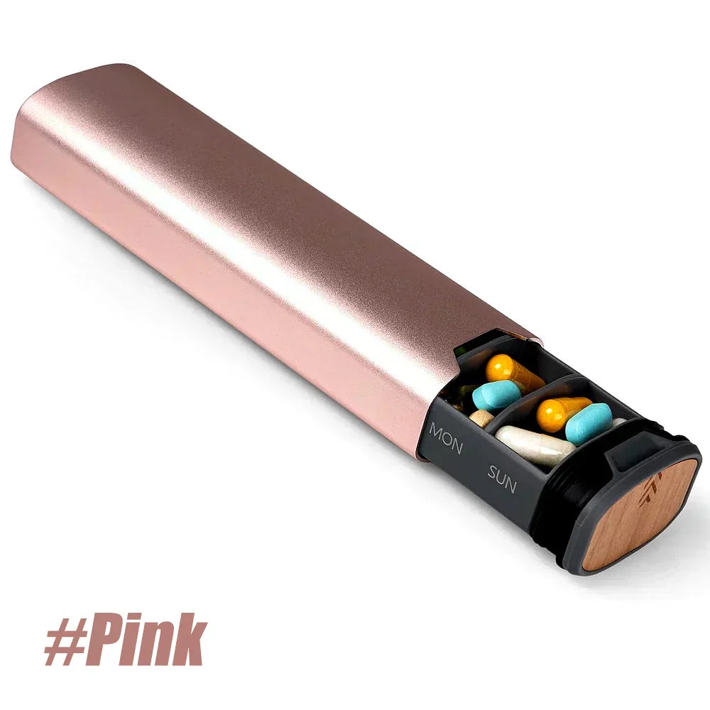 Weekly Pill Organizer - Aluminum & Wood Design | Ka-mostore