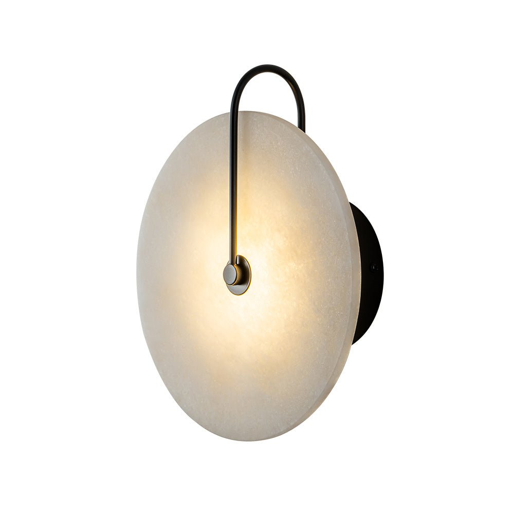 Rund væglampe i marmor med LED 5 W, sort og hvid, til soveværelse, entré og stue, mid-century-stil