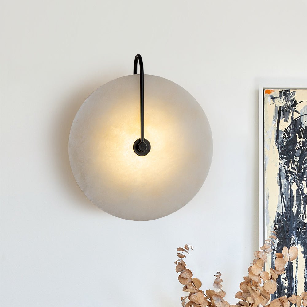 Rund væglampe i marmor med LED 5 W, sort og hvid, til soveværelse, entré og stue, mid-century-stil