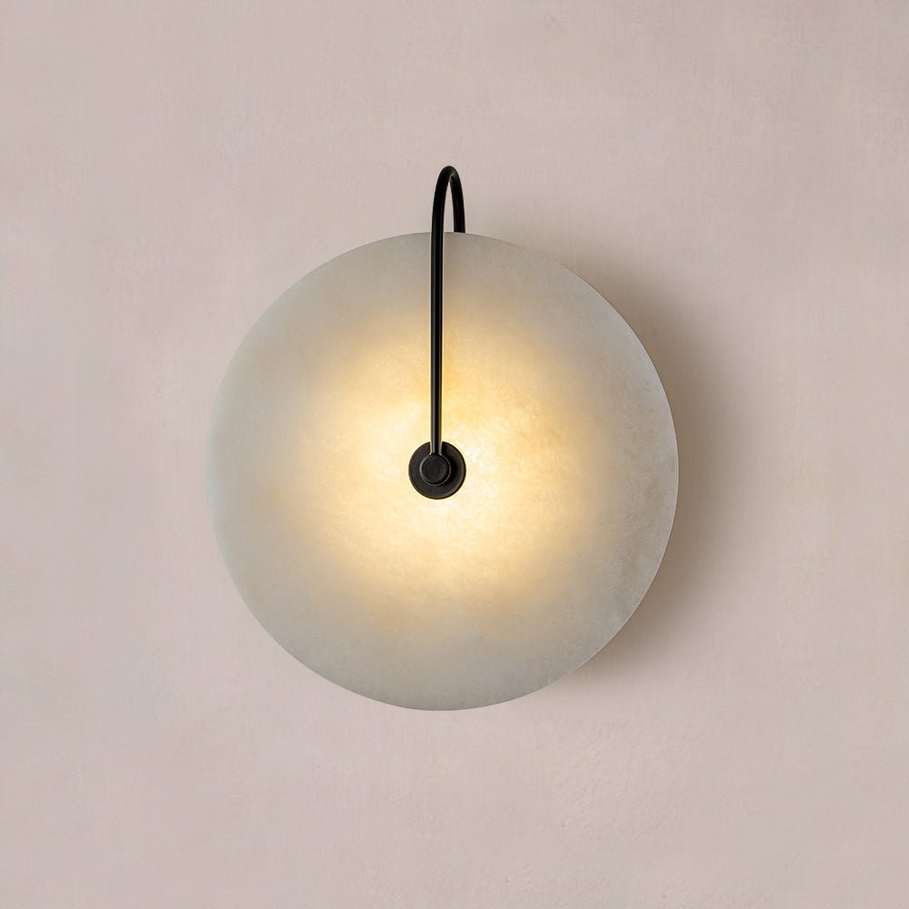 Rund væglampe i marmor med LED 5 W, sort og hvid, til soveværelse, entré og stue, mid-century-stil