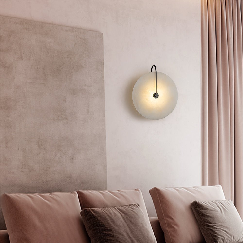 Rund væglampe i marmor med LED 5 W, sort og hvid, til soveværelse, entré og stue, mid-century-stil