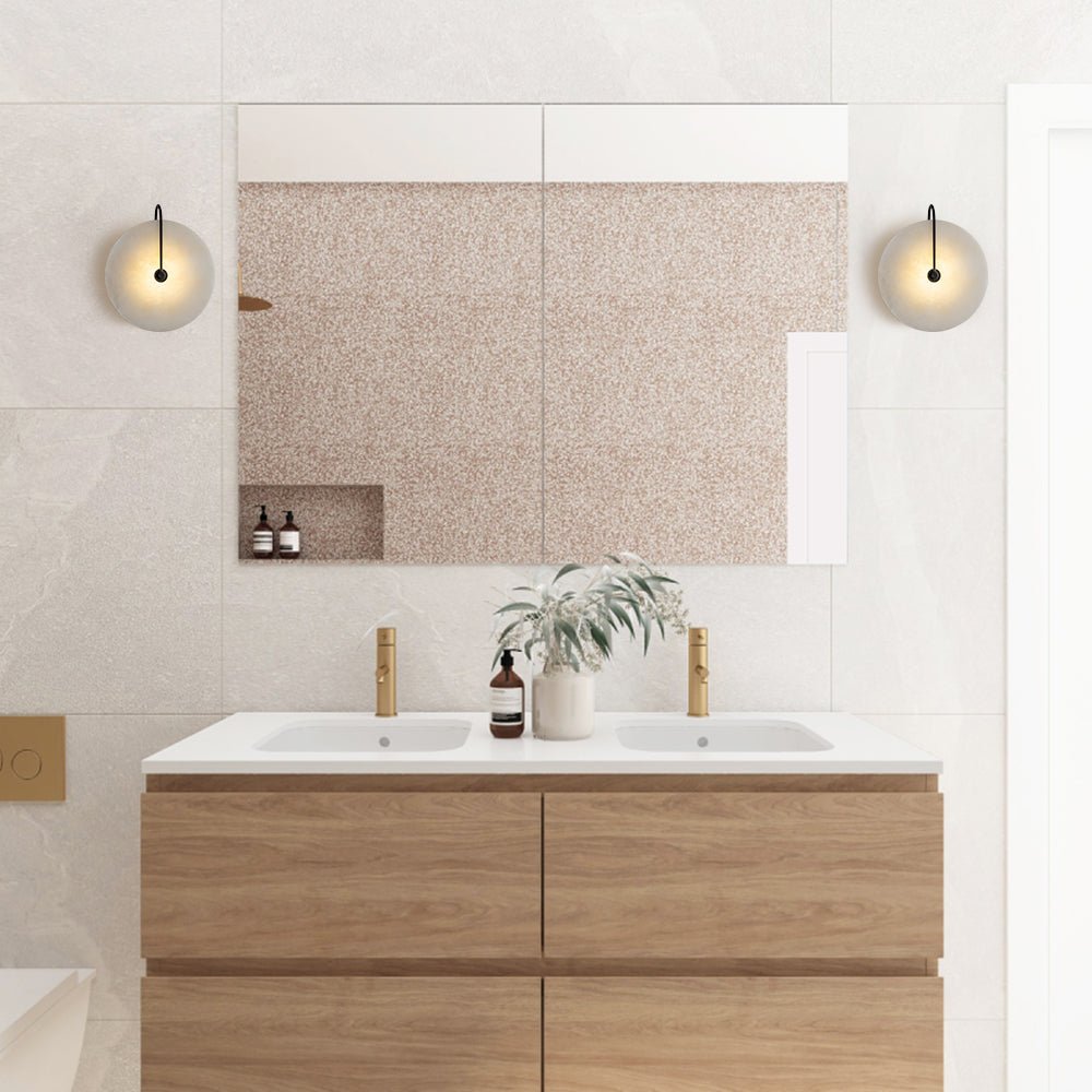 Rund væglampe i marmor med LED 5 W, sort og hvid, til soveværelse, entré og stue, mid-century-stil