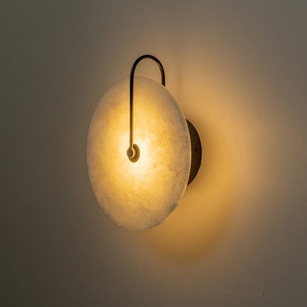 Rund væglampe i marmor med LED 5 W, sort og hvid, til soveværelse, entré og stue, mid-century-stil