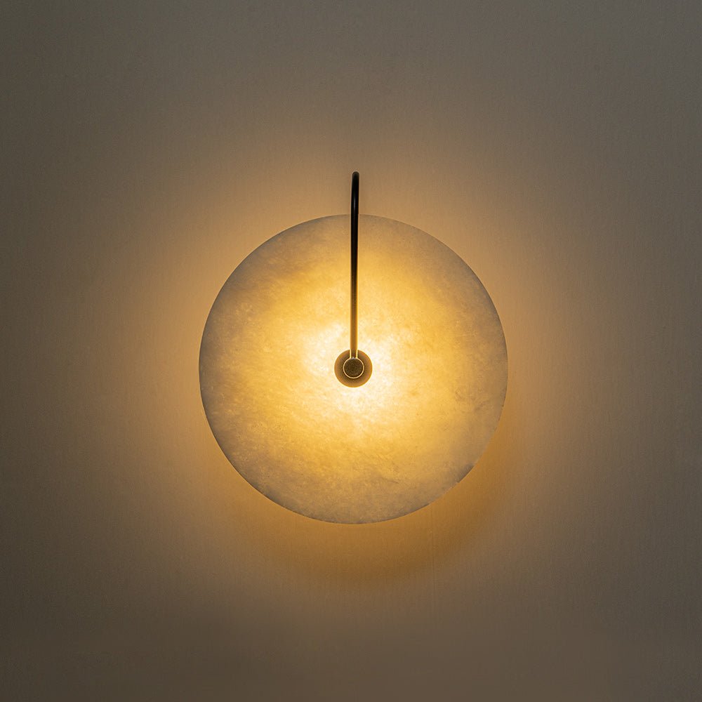 Rund væglampe i marmor med LED 5 W, sort og hvid, til soveværelse, entré og stue, mid-century-stil