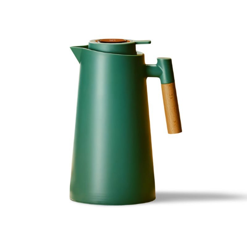 Leakproof 1 Liter Thermos Jug With Temperature Display And Wooden Handle