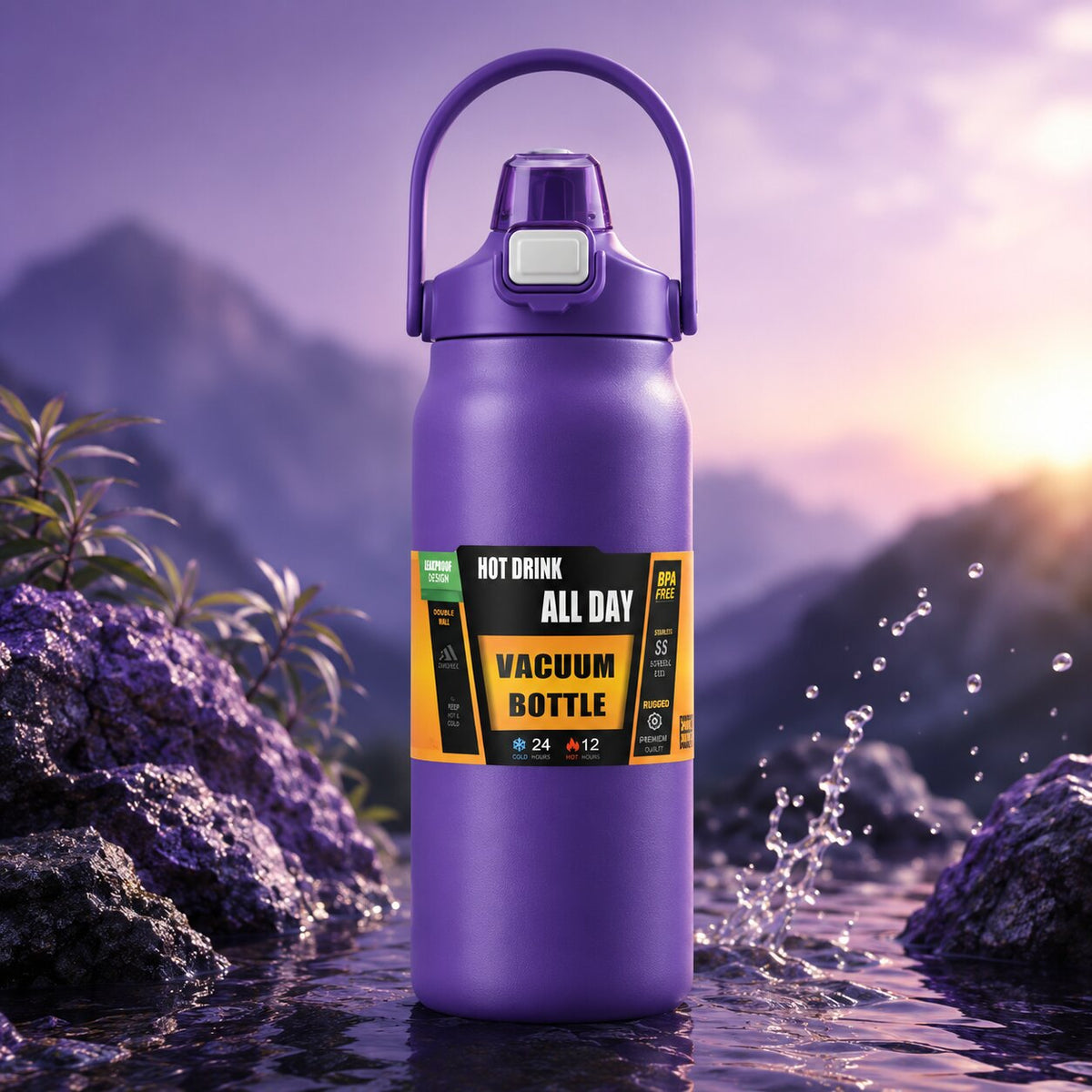 Frostquell Insulated Stainless Steel Water Bottle — Integrated Straw