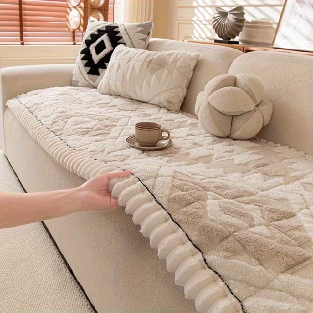 Plush Quilted Sofa Cover for Winter Comfort | Ka-mostore
