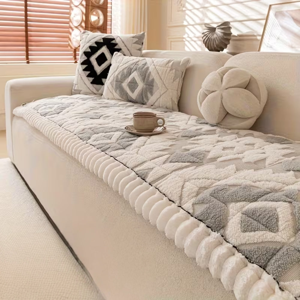 Plush Quilted Sofa Cover for Winter Comfort | Ka-mostore