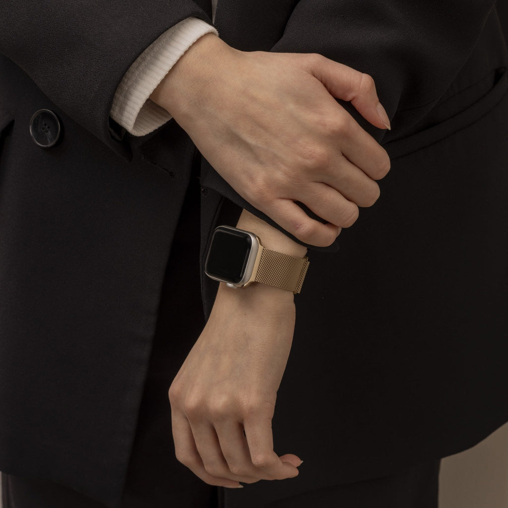 Correa de malla milanesa dorada retro para Apple Watch — diseño ligero