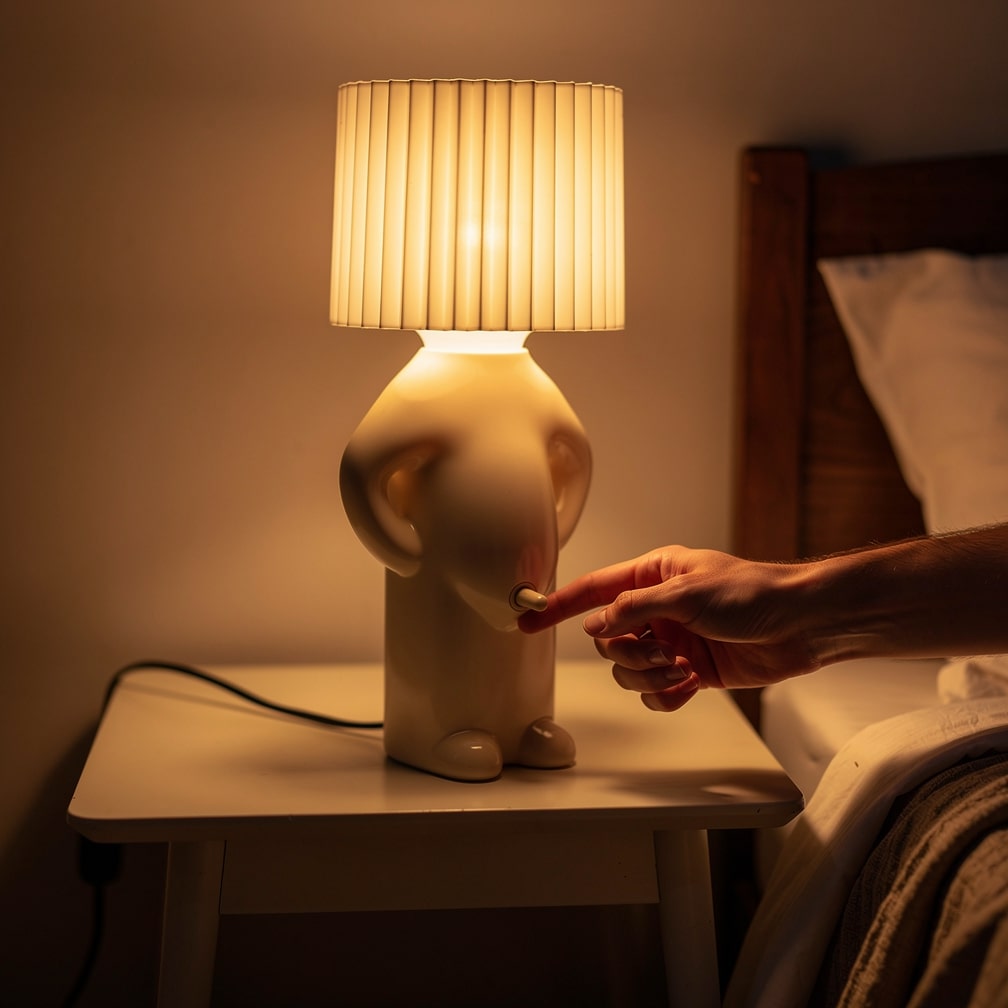 Lámpara de mesa LED divertida PeekaLume - luz humorística para la mesita de noche y el escritorio