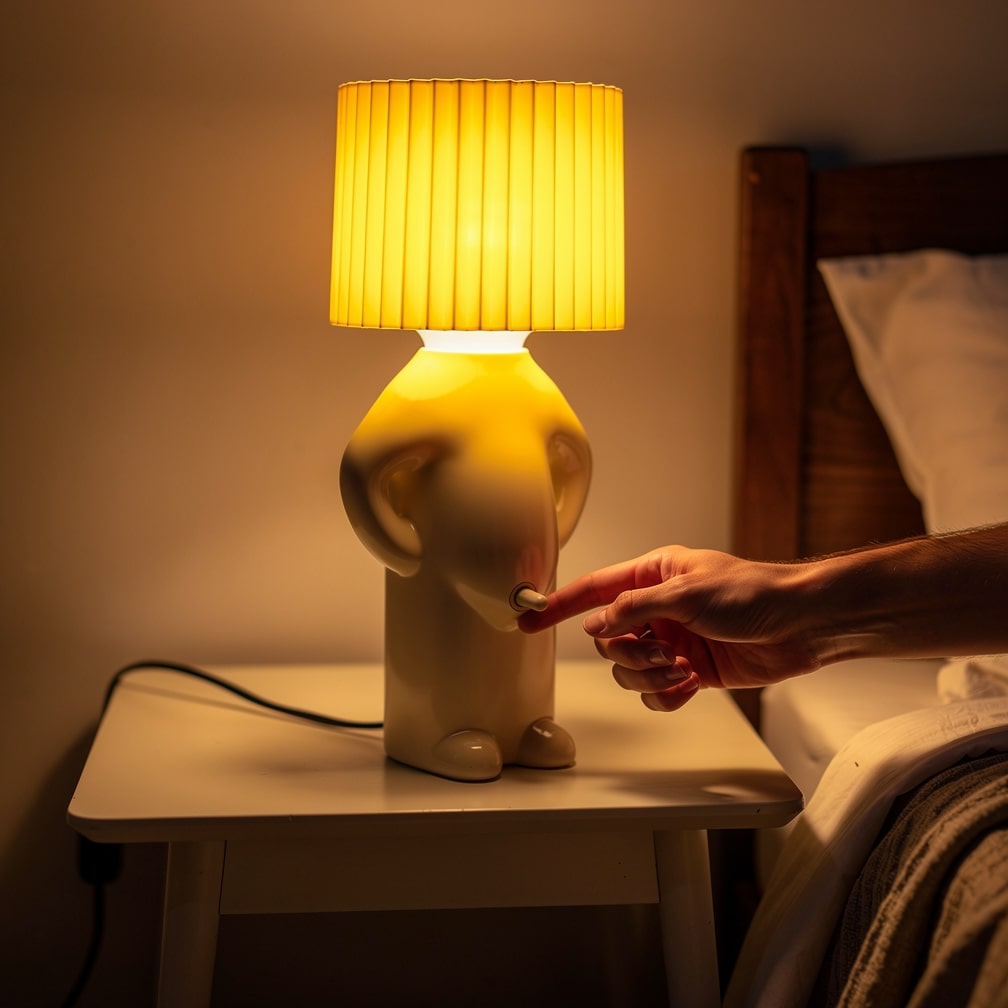 Lámpara de mesa LED divertida PeekaLume - luz humorística para la mesita de noche y el escritorio