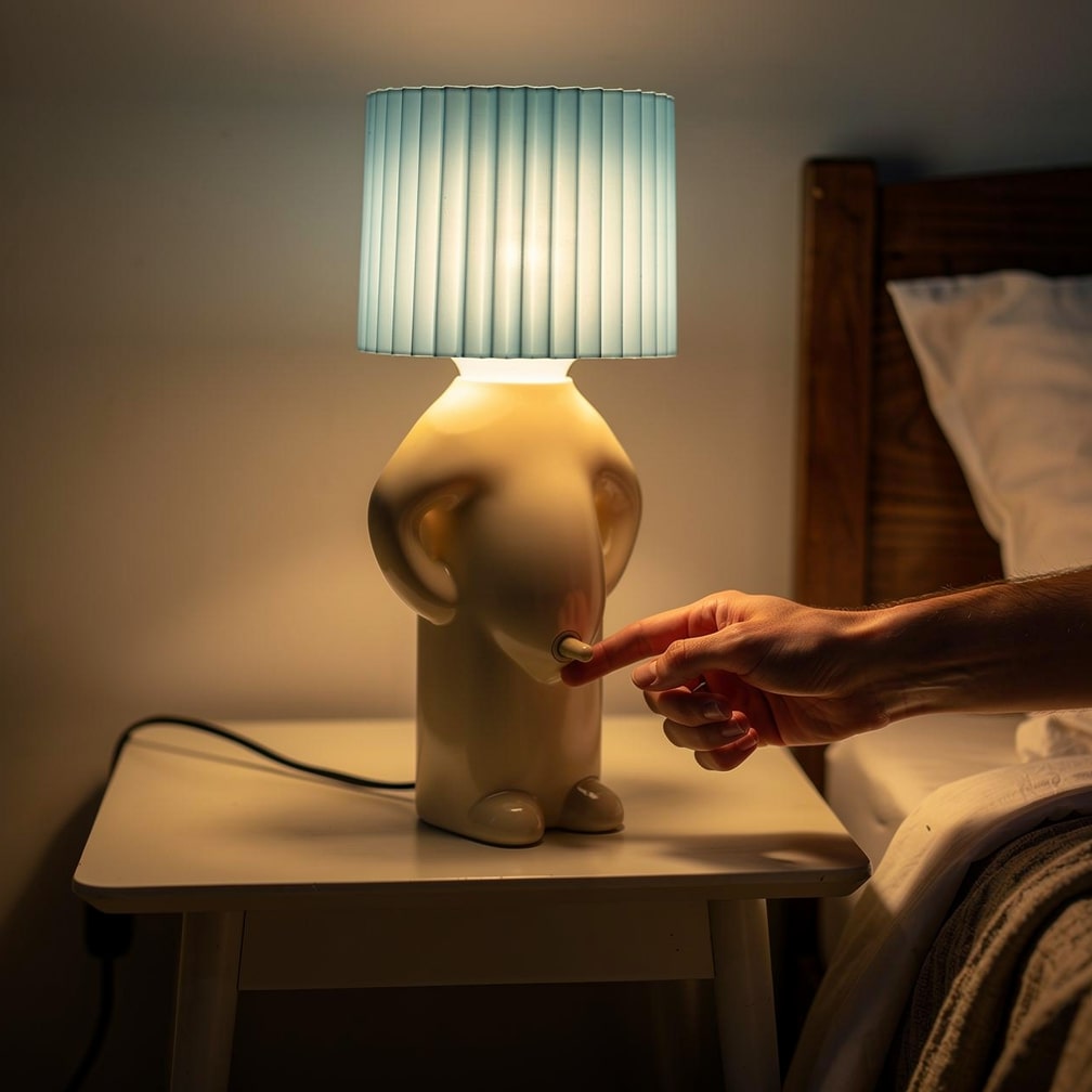 Lámpara de mesa LED divertida PeekaLume - luz humorística para la mesita de noche y el escritorio