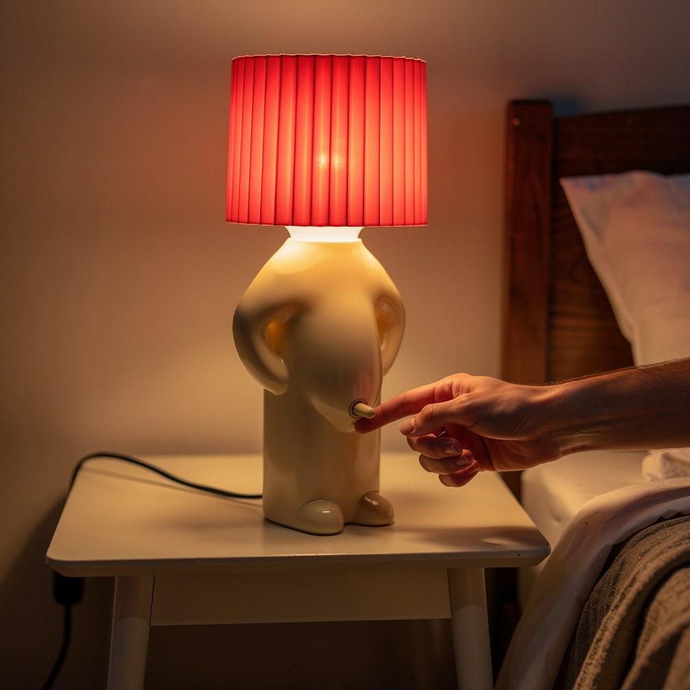Lámpara de mesa LED divertida PeekaLume - luz humorística para la mesita de noche y el escritorio