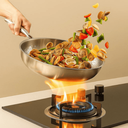 Frying Pan In Titanium With No Nonstick Coating For All Heat Sources