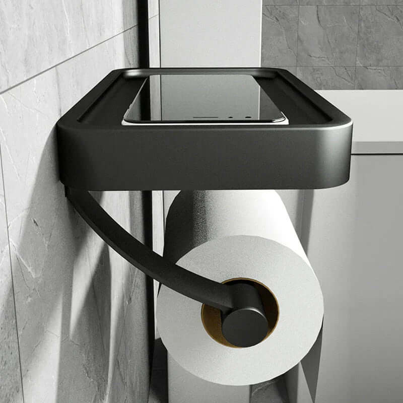Porte-papier toilette en acier inoxydable Rollix avec étagère de rangement pour téléphone et accessoires de salle de bains