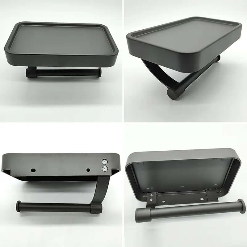 Porte-papier toilette en acier inoxydable Rollix avec étagère de rangement pour téléphone et accessoires de salle de bains